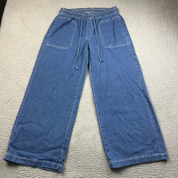 American Eagle Outfitters Pants - American Eagle Jeans Womens M Blue Dreamy Drape Linen Blend Wide Leg Pull On